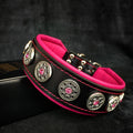 Leather Dog Collar – Bijou, Black & Pink