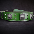 Wide Leather Dog Collar – Eros, 2.5 Inch, Green