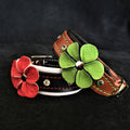 Handmade Leather Puppy Collar – Flower Design