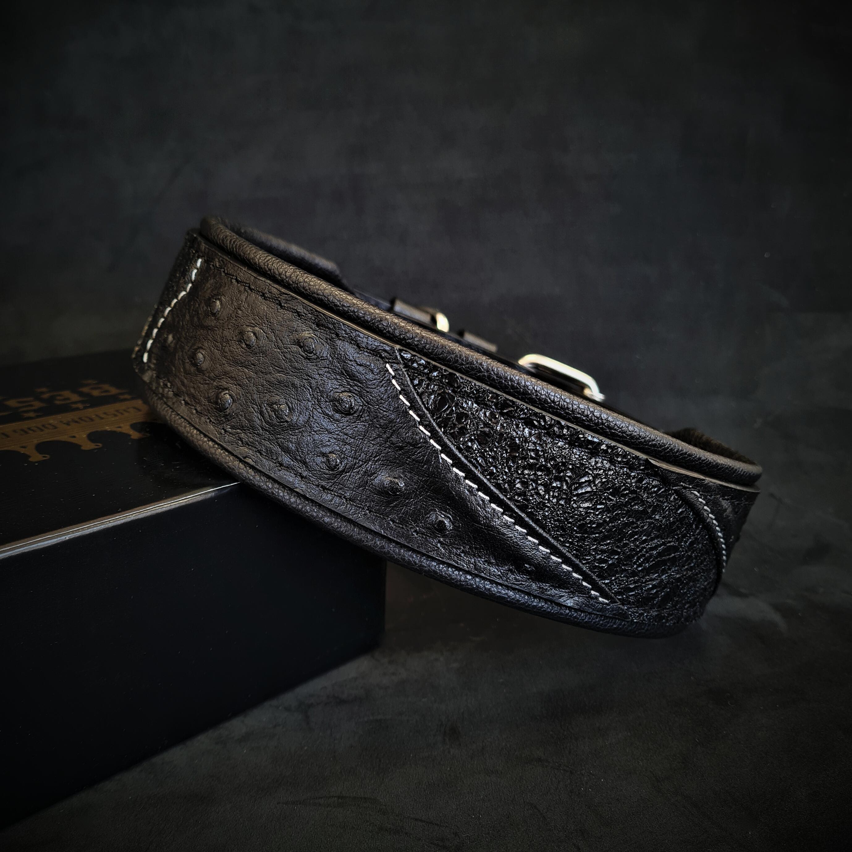 Glitter Leather Dog Collar – Korona, Black Edition