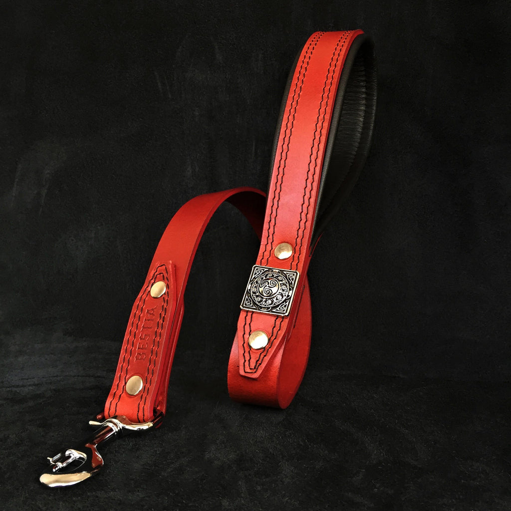 Leather Dog Leash – "Eros", Red | 90 cm