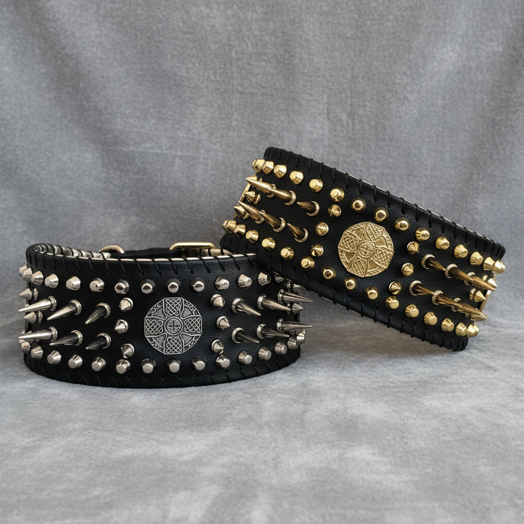 Imperium Wide Spiked Dog Collar | Hand-Stitched | Bestia