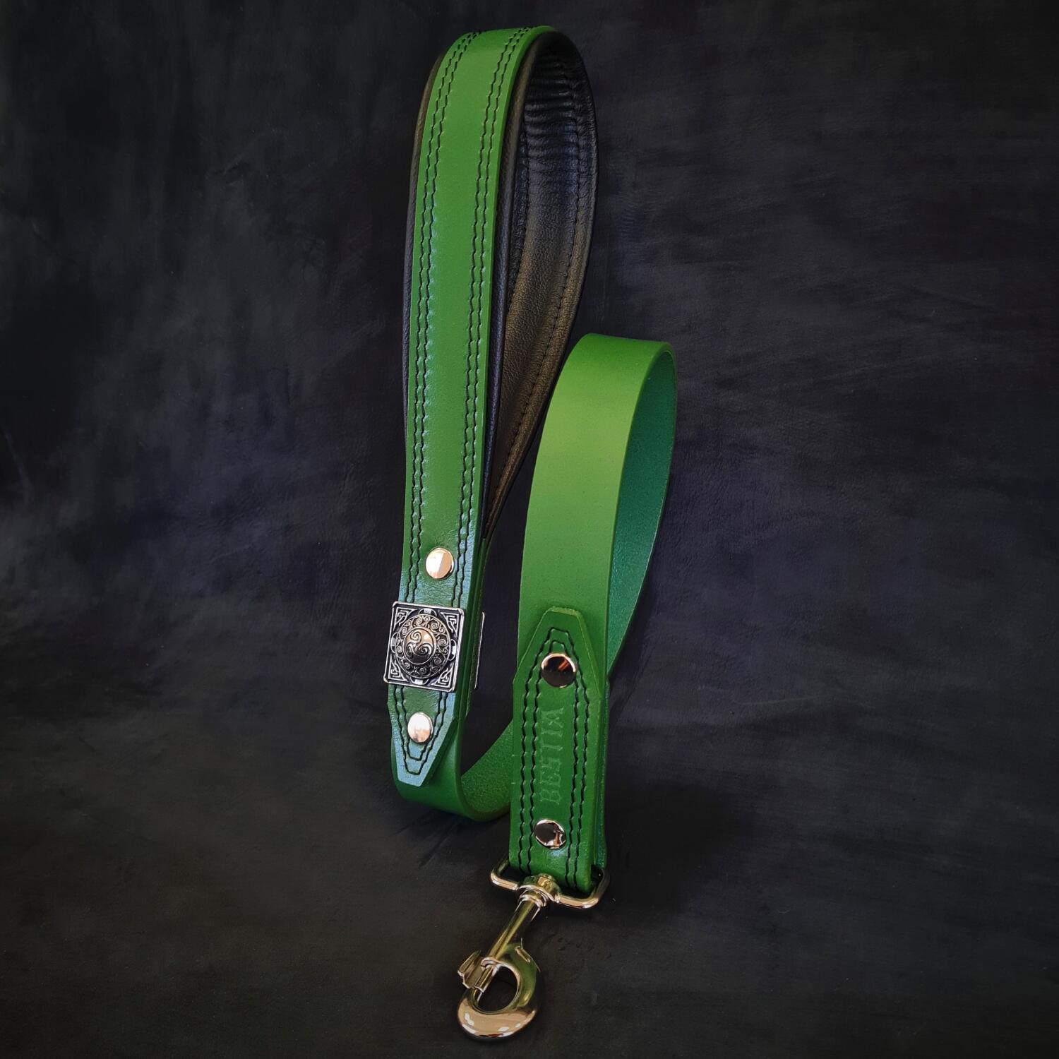 Wide Leather Dog Collar – Eros, 2.5 Inch, Green