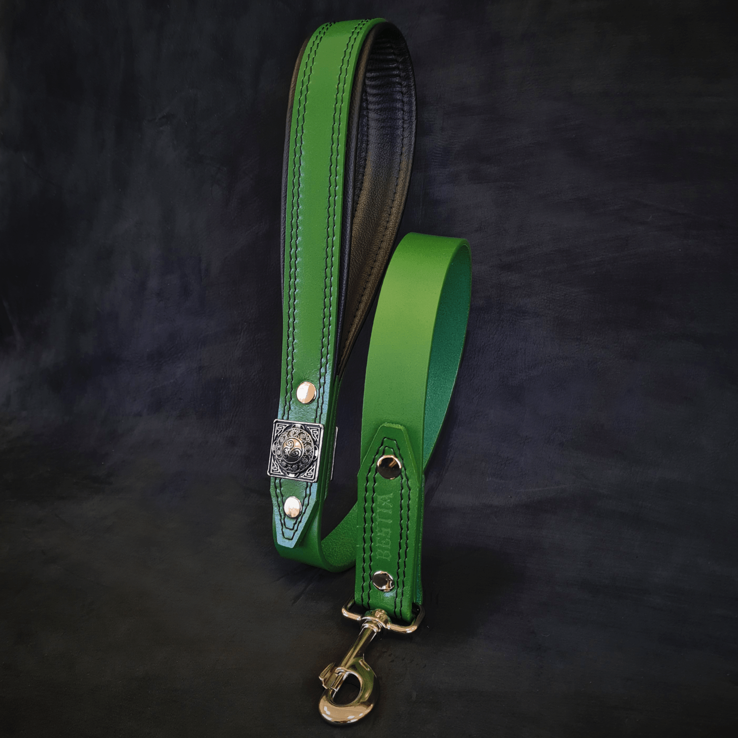 Leather Dog Leash – Eros Style, Green | 90 cm