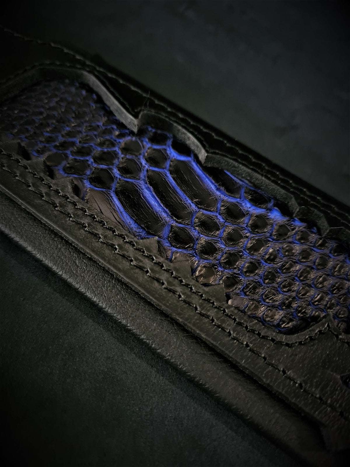 Leather Dog Collar – "Indigo", Hand-Painted Python | Black