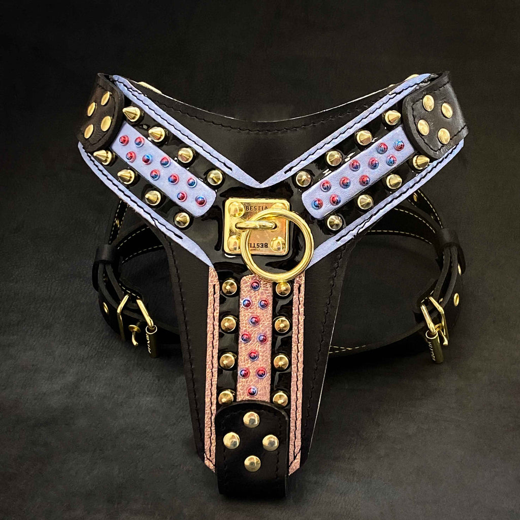 Candy Leather Dog Harness – Black | Handcrafted by Bestia