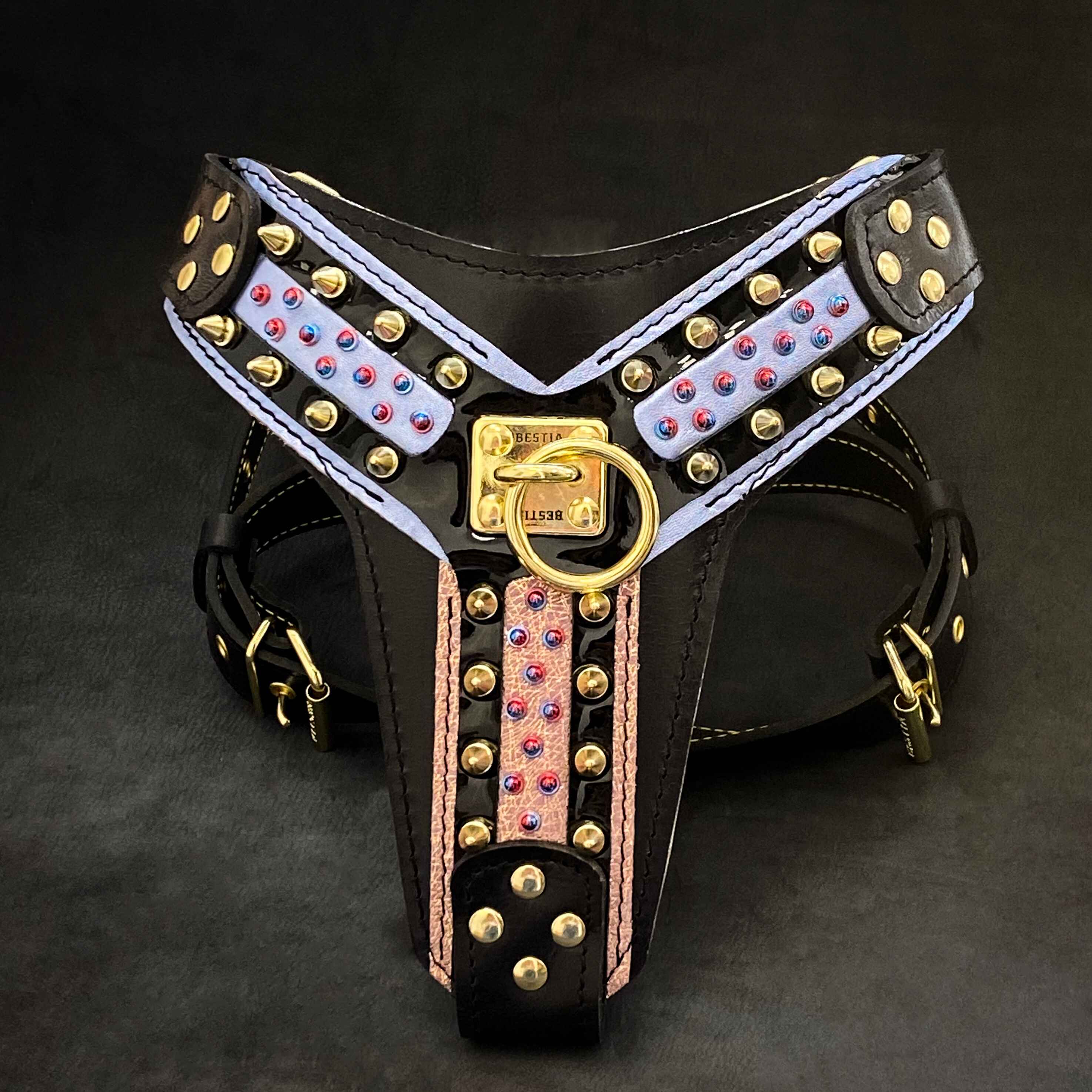 Candy Leather Dog Harness – Black | Handcrafted by Bestia