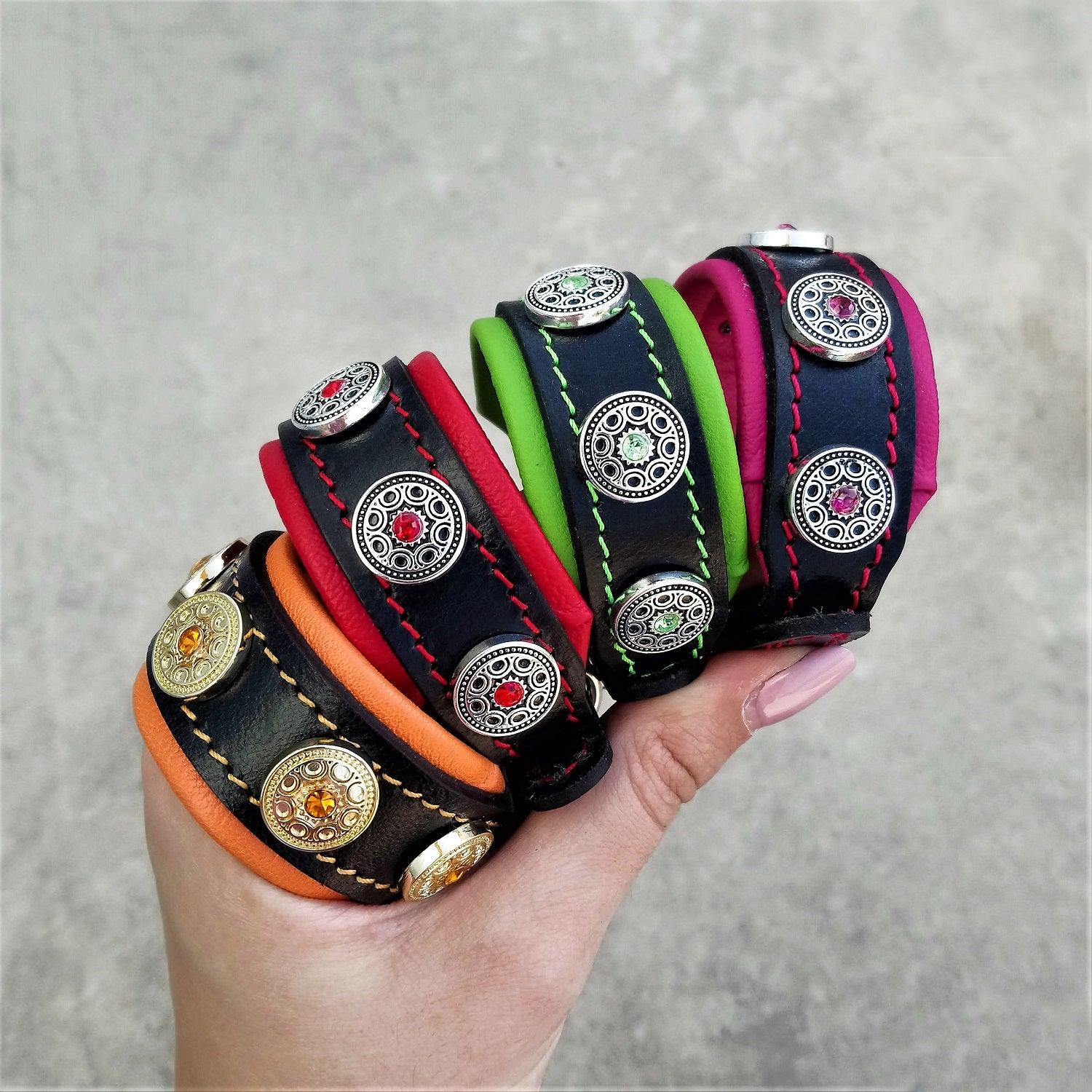 Handmade Leather Puppy Collar – Bijou Style