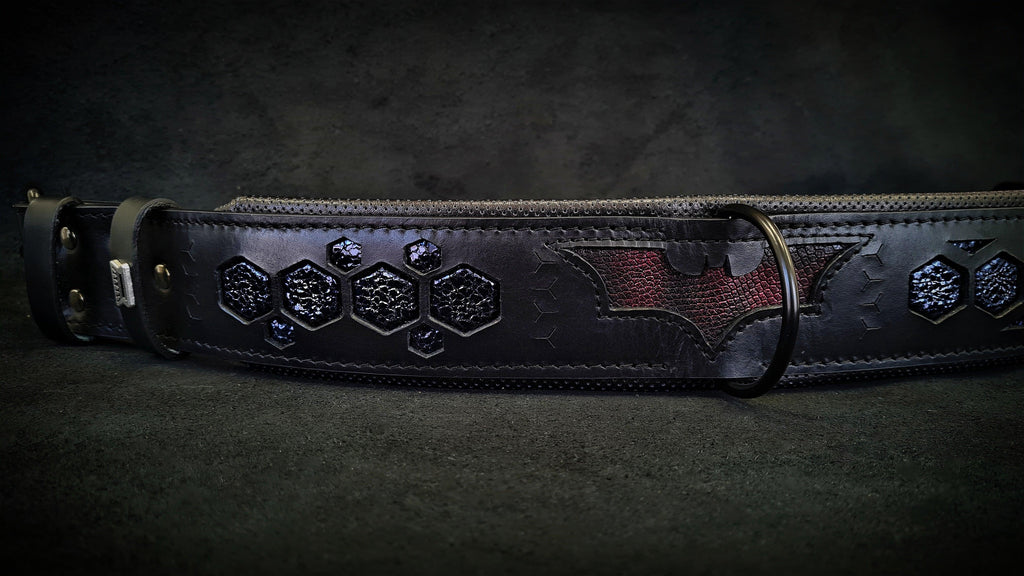 Wide Leather Dog Collar – Batman Style
