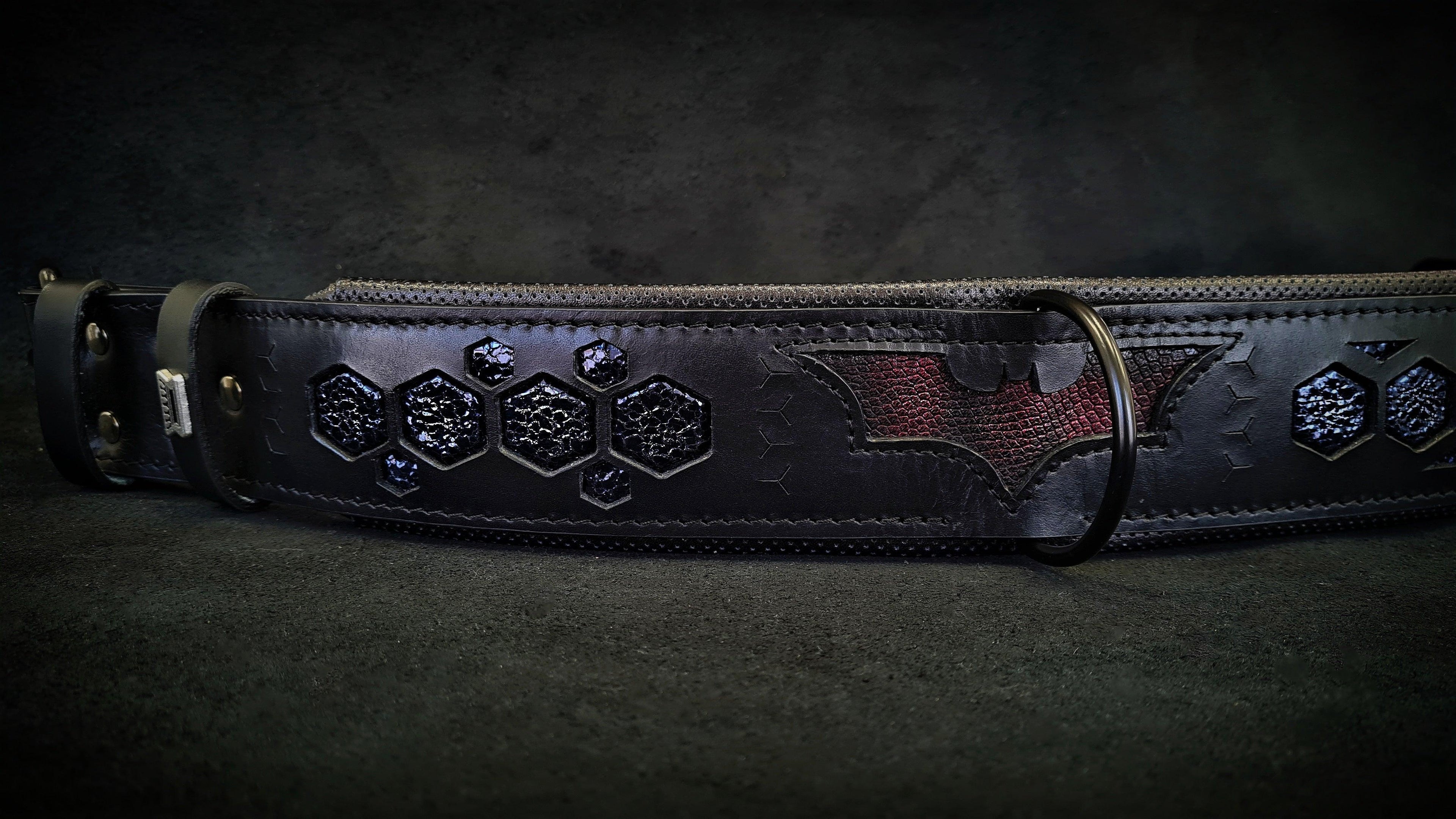Wide Leather Dog Collar – Batman Style