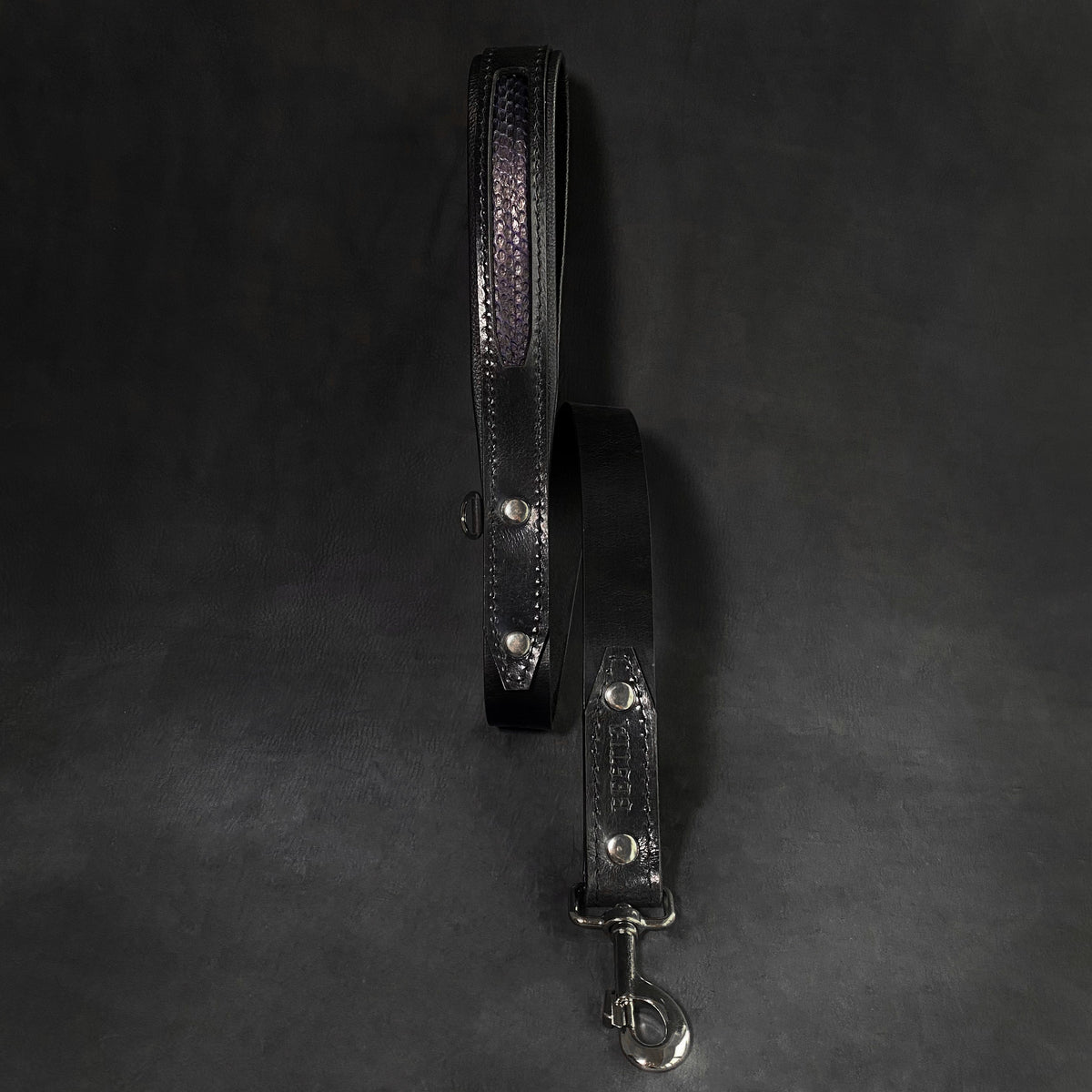 Leather Dog Collar – "Indigo", Hand-Painted Python | Black