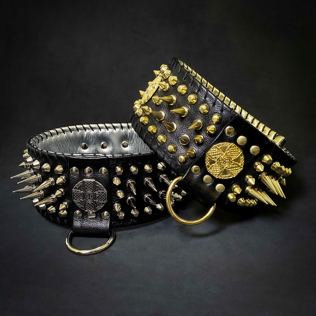 Imperium Wide Spiked Dog Collar | Hand-Stitched | Bestia