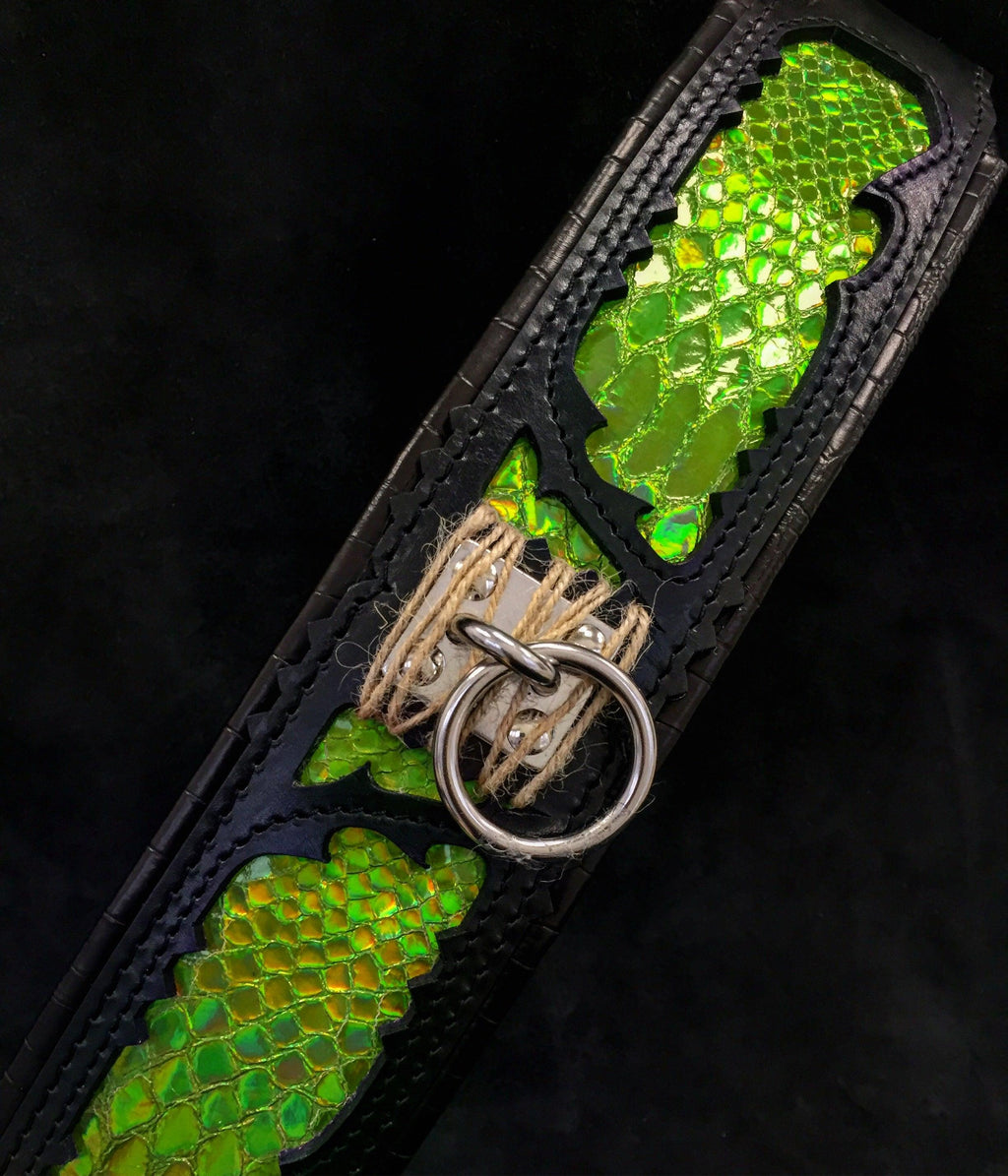 Snake-Print Leather Dog Collar – Venom Style