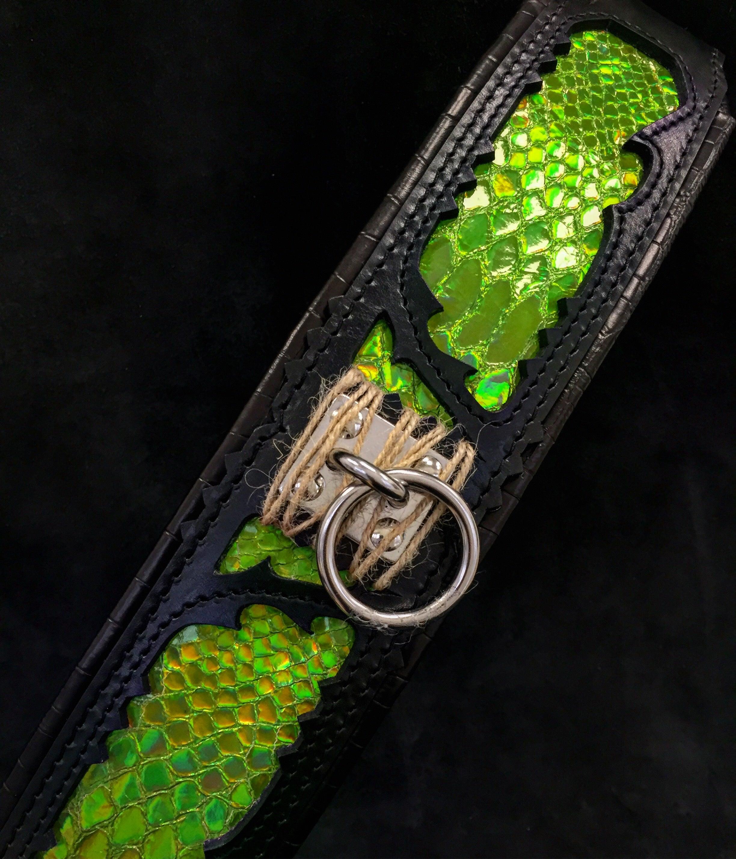 Snake-Print Leather Dog Collar – Venom Style