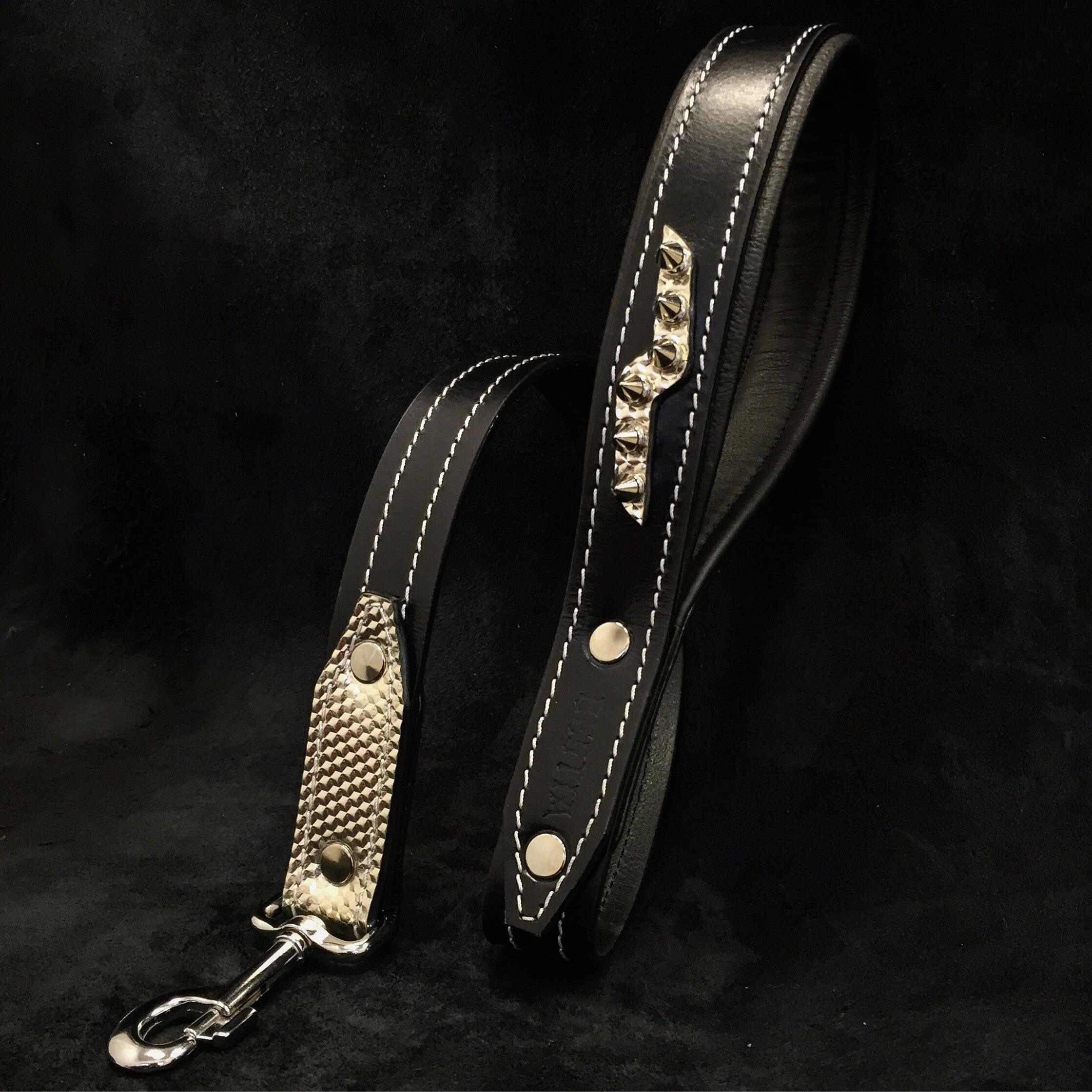 Platinum Leather Dog Harness – Black & Silver | Handcrafted by Bestia