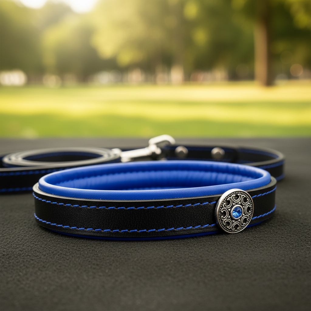Bijou Blue Leash – Handle Detail