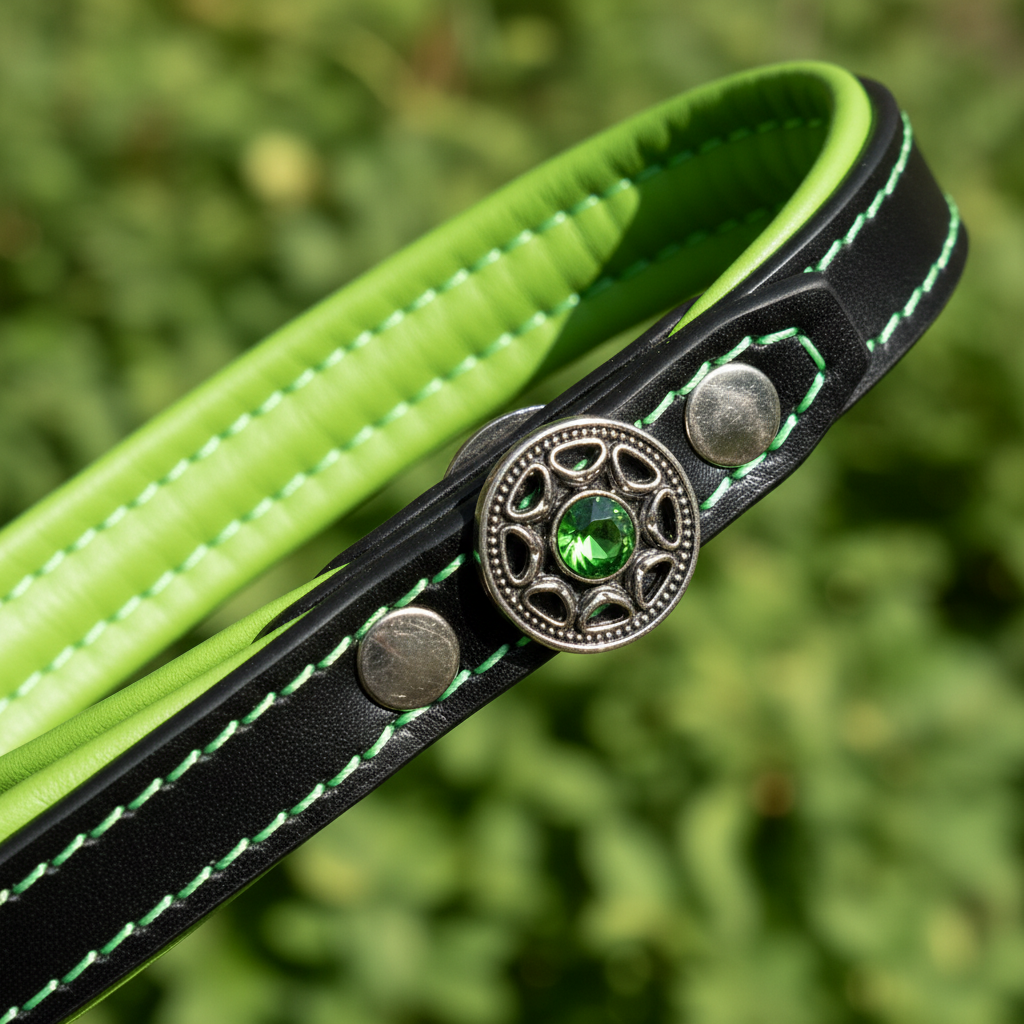 Bijou Green Leash – Handle Detail