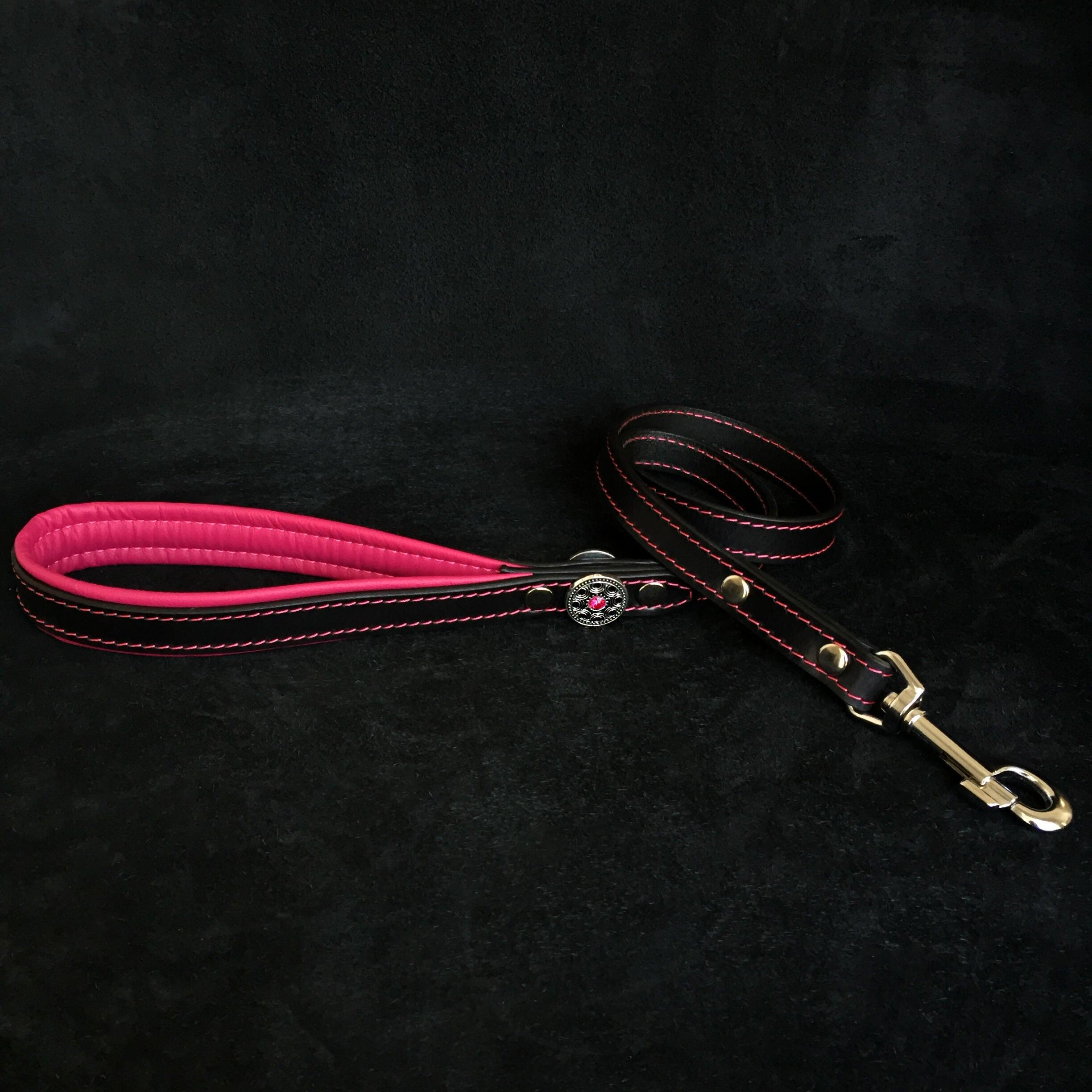 Leather Dog Leash – "Bijou", Pink | 110 cm