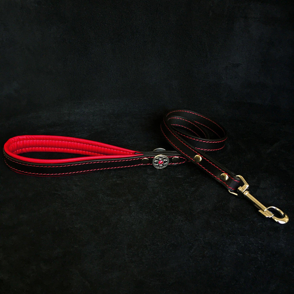 "Bijou" Handmade Leather Dog Harness – Black & Red | M, L/XL & XXL