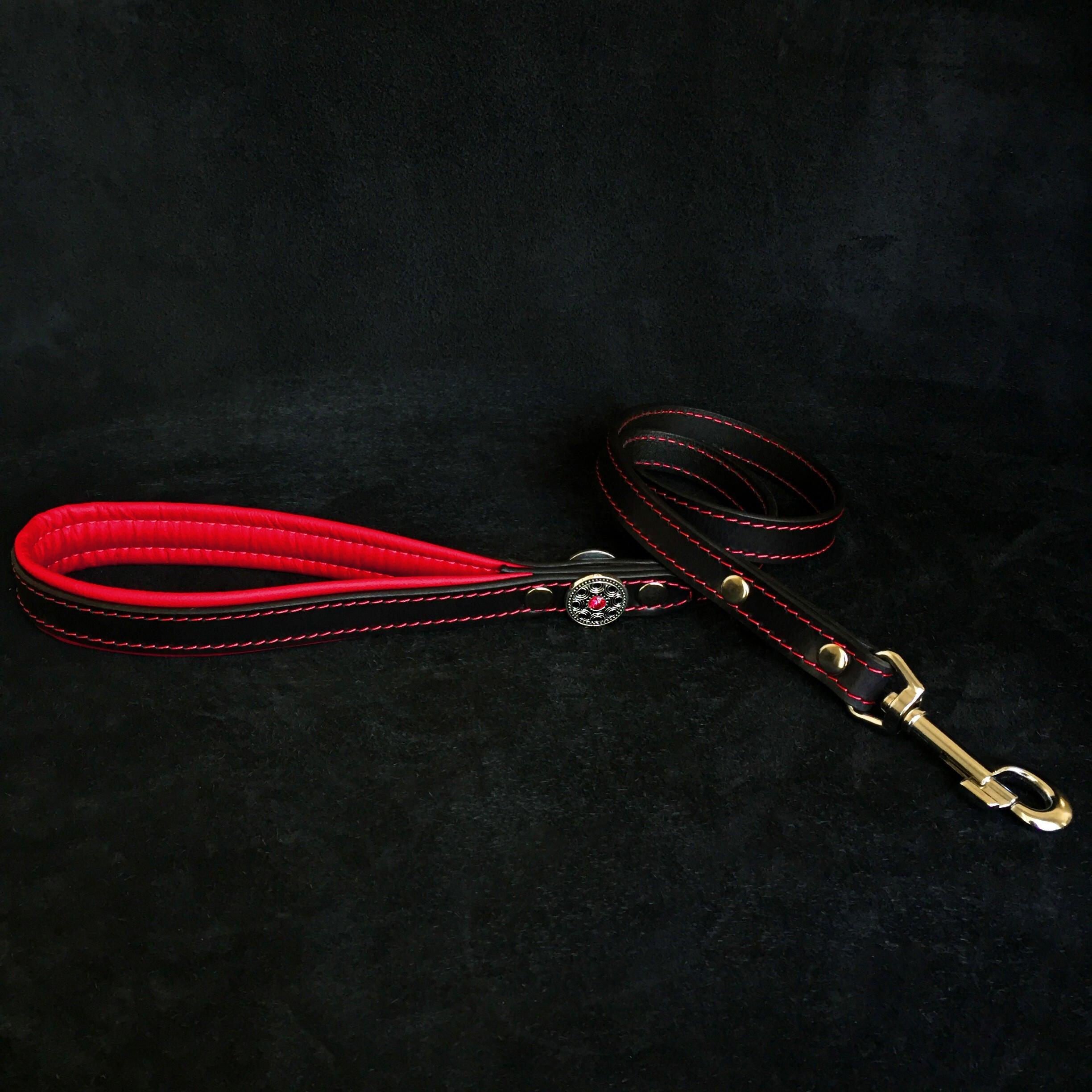 "Bijou" Handmade Leather Dog Harness – Black & Red | M, L/XL & XXL