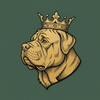 Crowned Mastiff on Dark Green Background