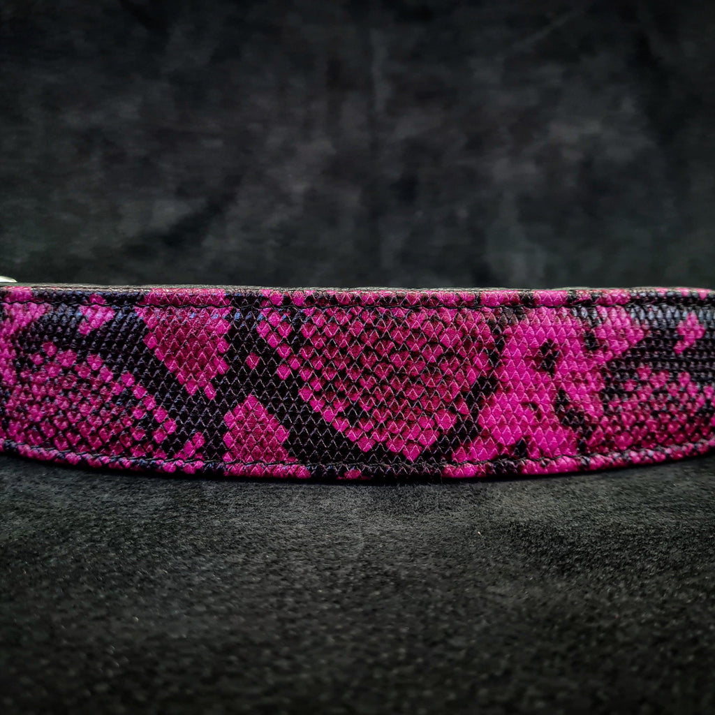 Python-Embossed Leather Dog Collar – Rock Python, Pink