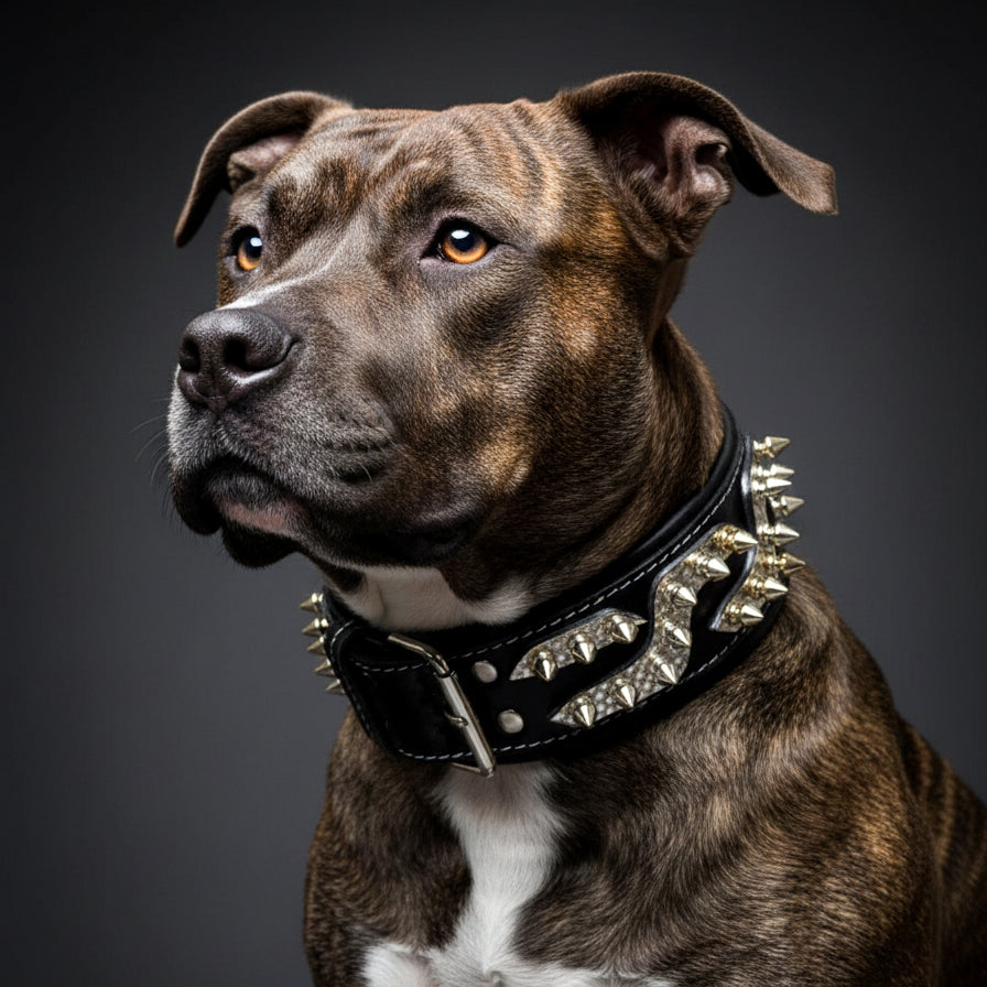 Luxury Leather Dog Collar – Platinum Style