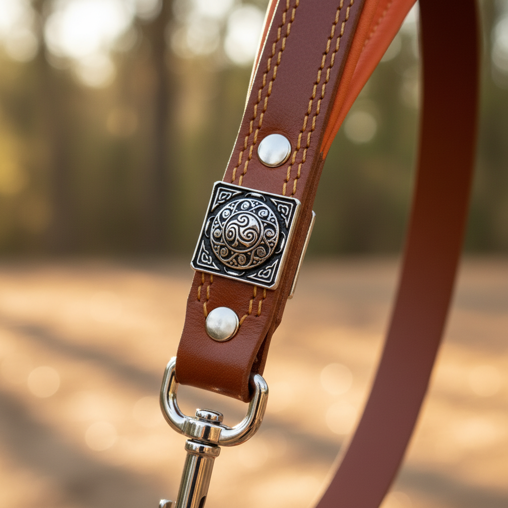 Eros Brown Leash – Handle Detail