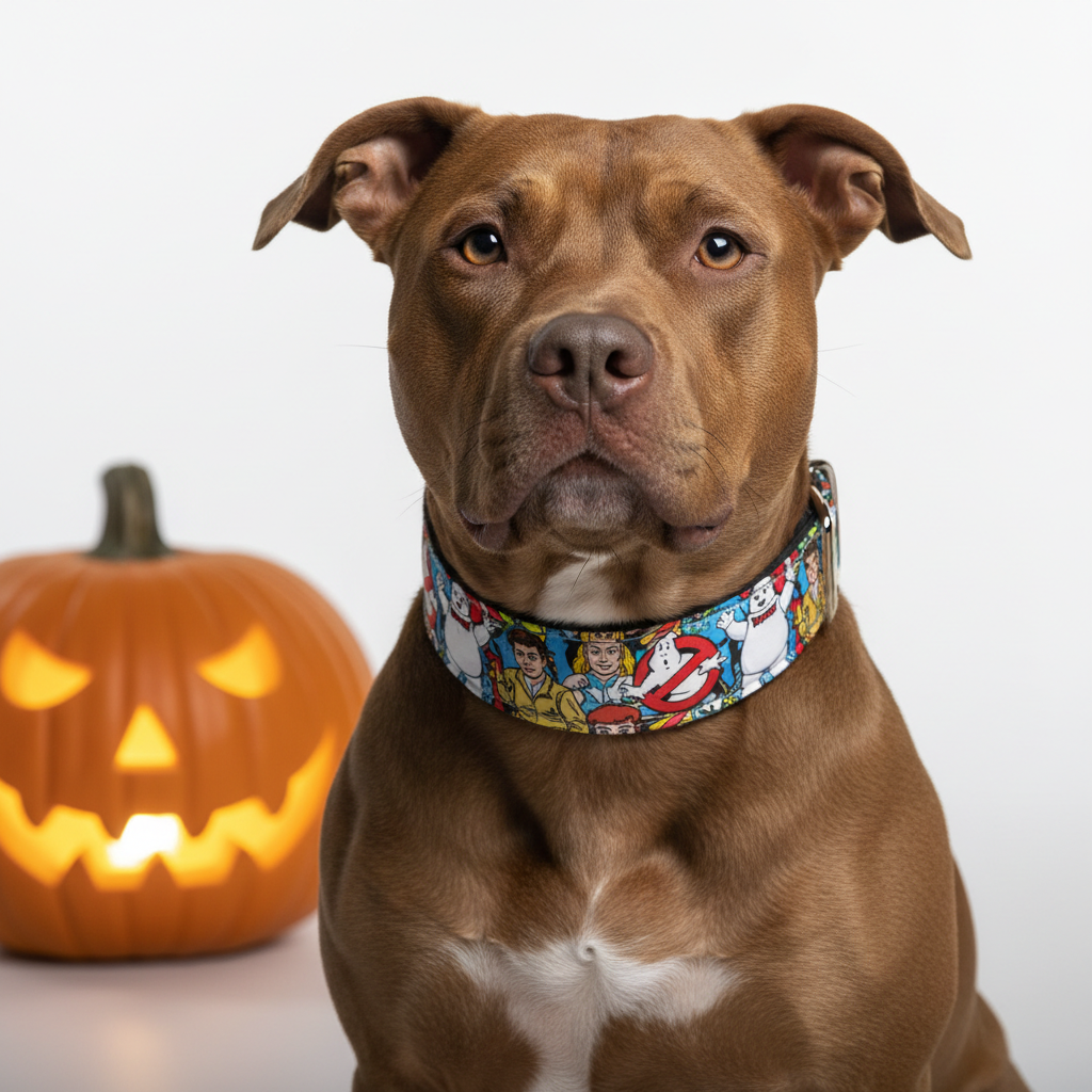 Ghostbuster Collar - Dog with Pumpkin Prop