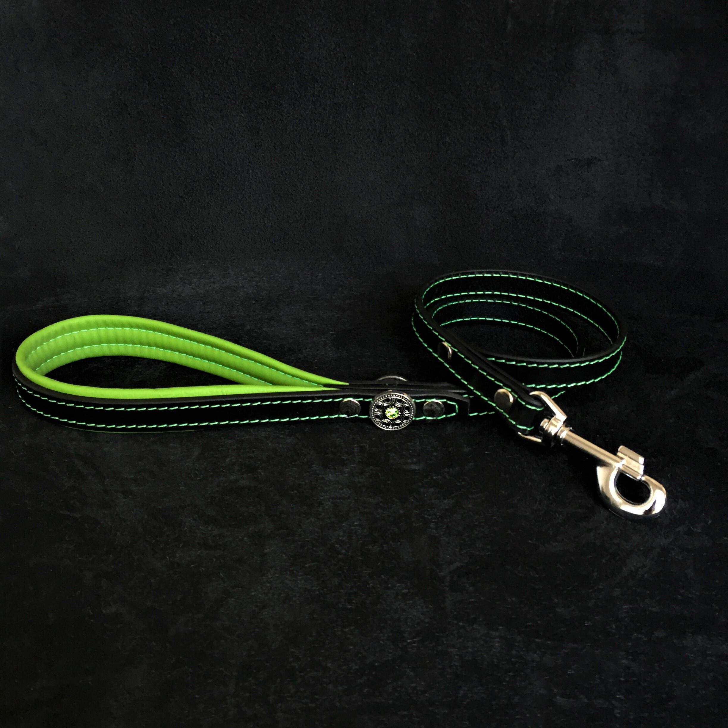 Bijou Leather Dog Harness – Black & Green | Handcrafted by Bestia