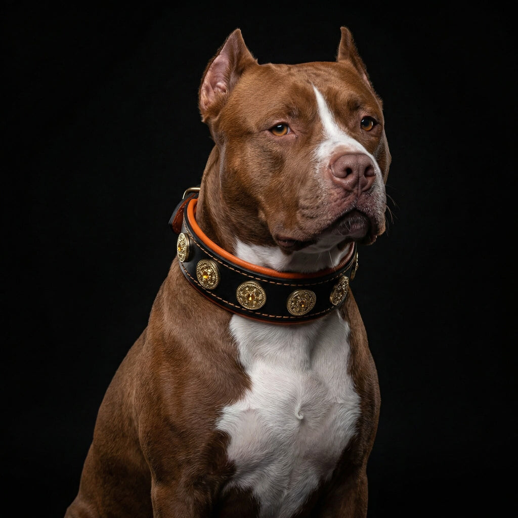 Luxury Leather Dog Collar – Bijou, Orange