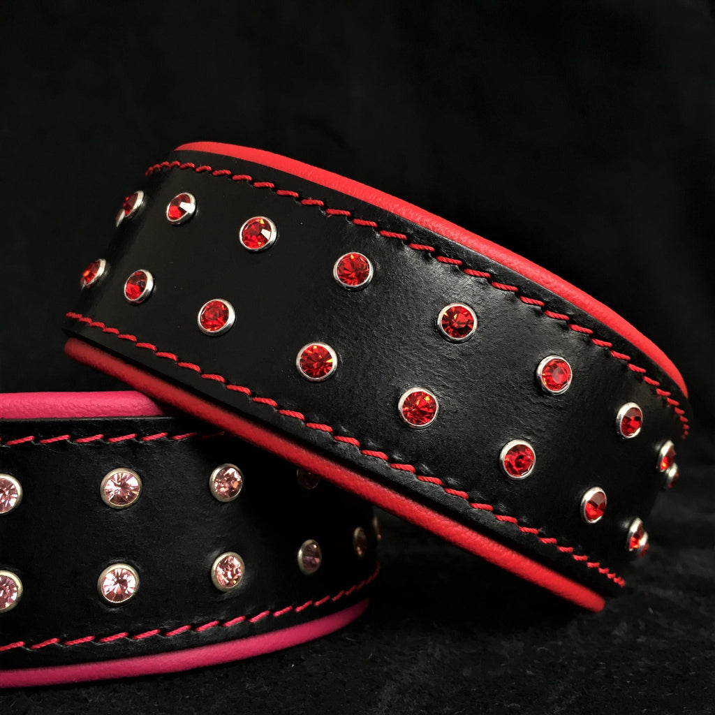 Leather Dog Collar – Diamond Style