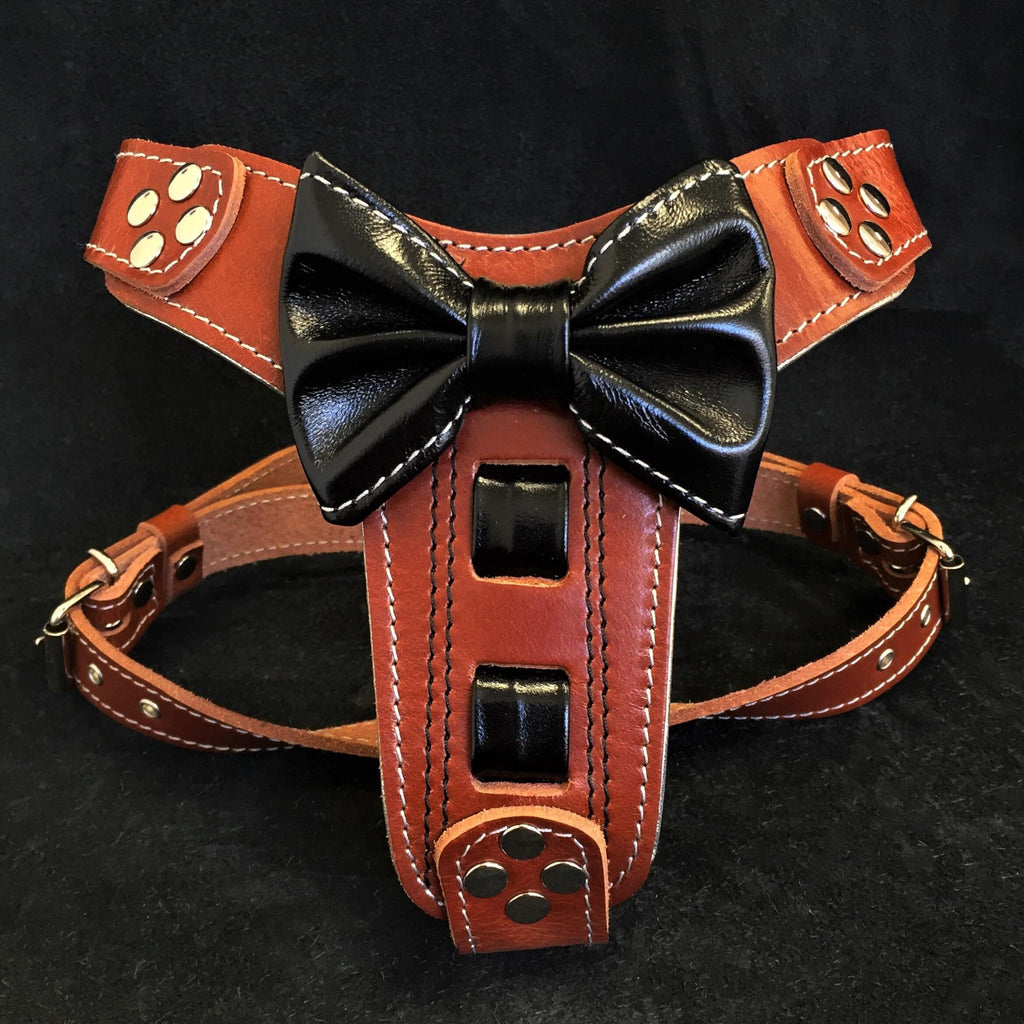Bowtie Leather Dog Harness – Brown | Handcrafted by Bestia