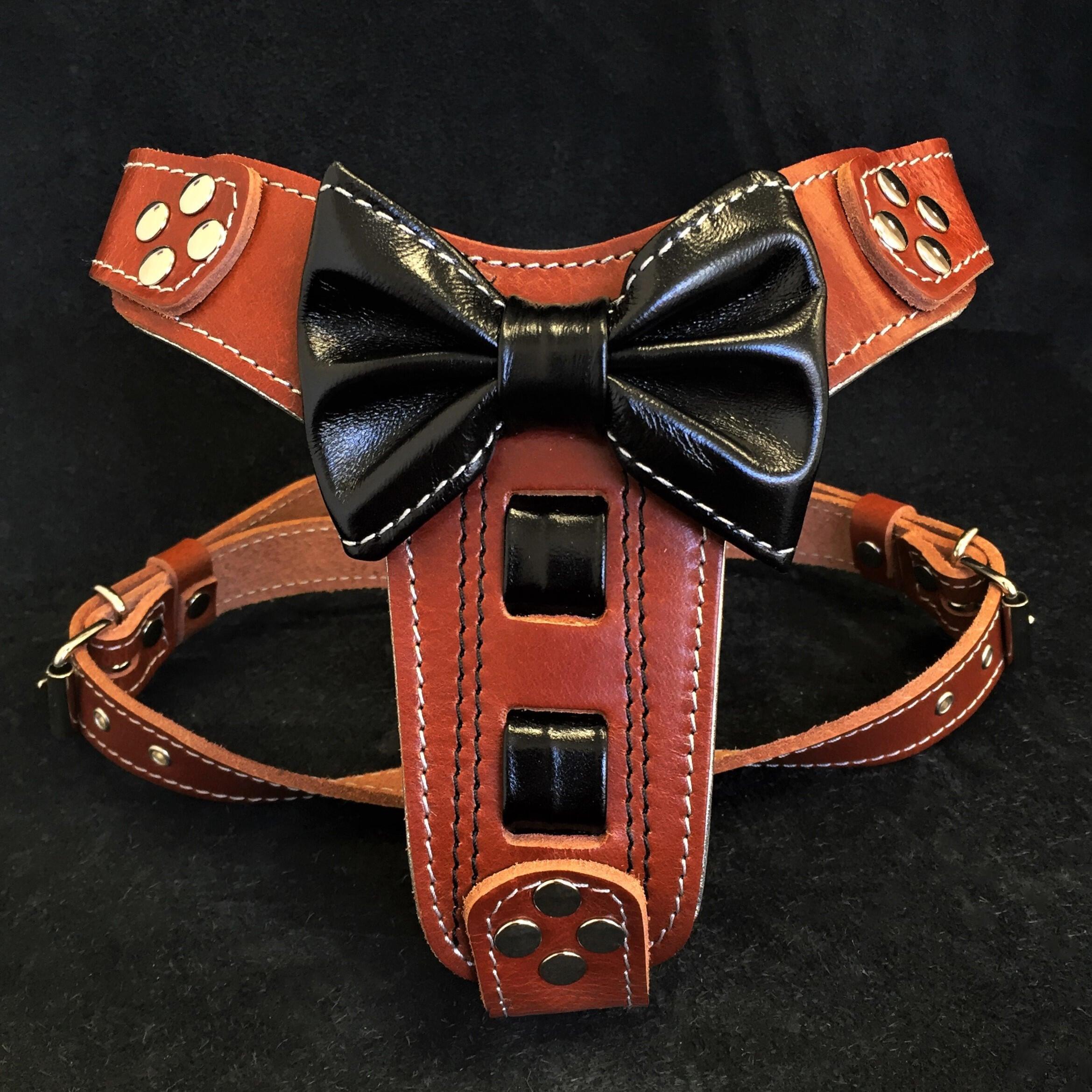 Bowtie Leather Dog Harness – Brown | Handcrafted by Bestia