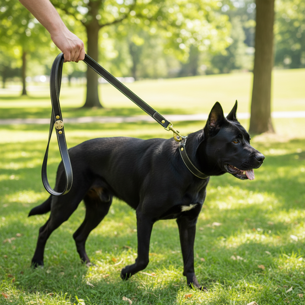 Maximus Black Leash – Lifestyle
