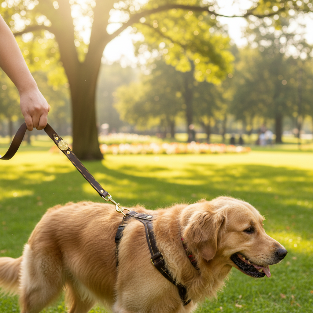Maximus Brown Leash – Lifestyle