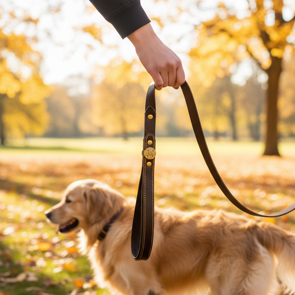 Maximus Brown Leash – Lifestyle
