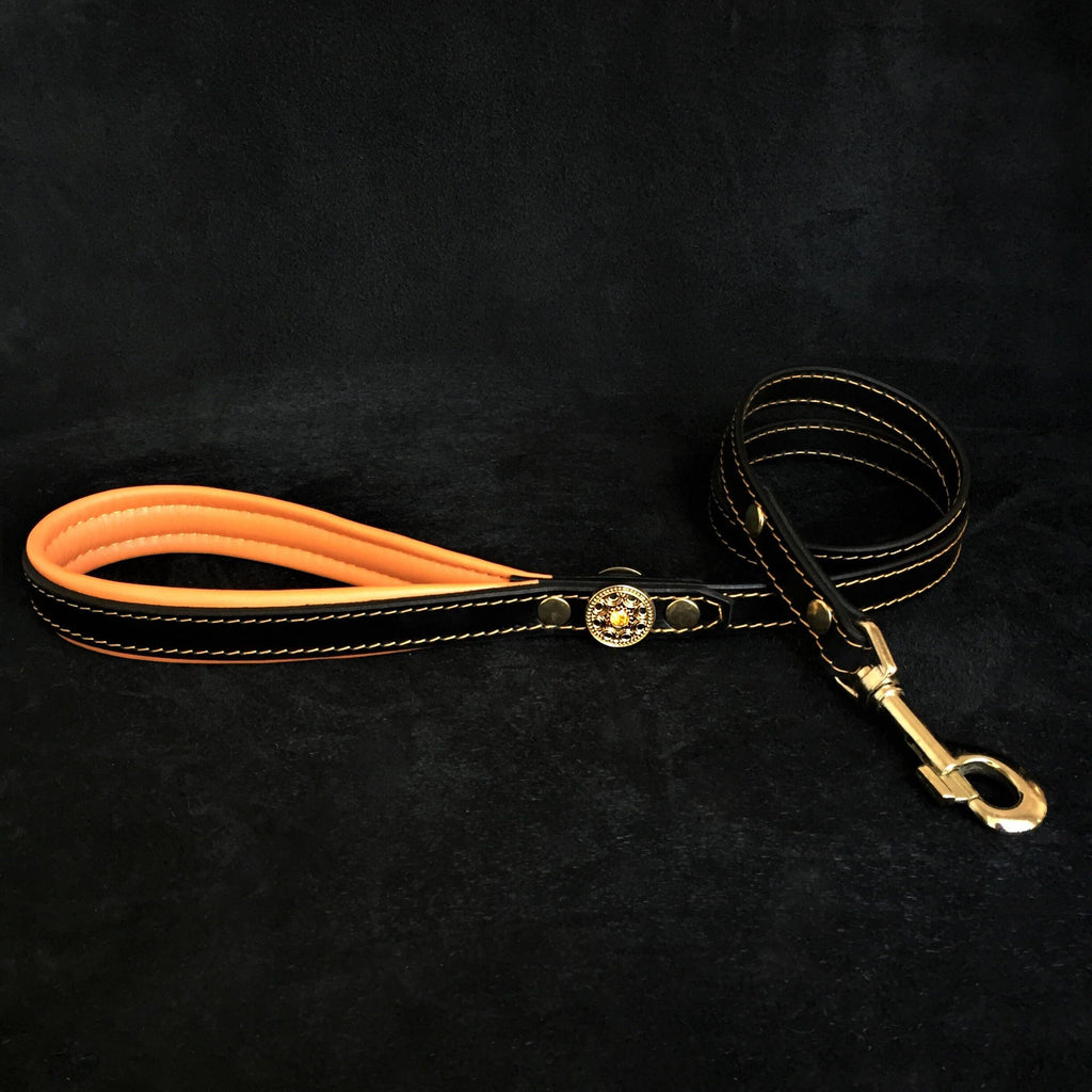 Luxury Leather Dog Collar – Bijou, Orange