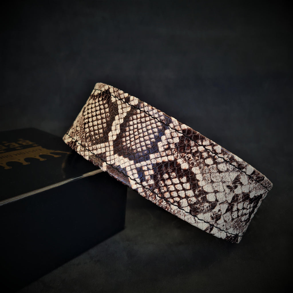 Python-Embossed Leather Dog Collar – Rock Python