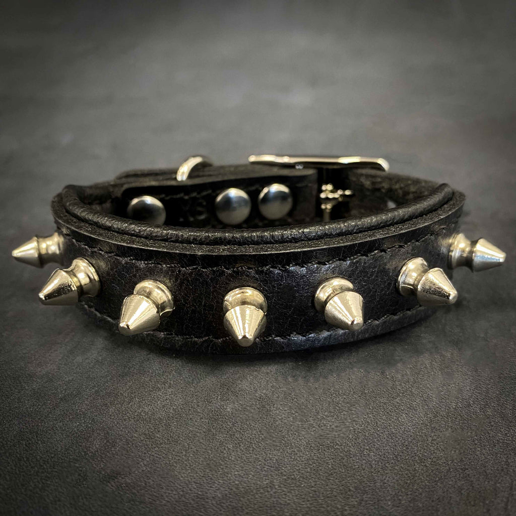 Studded Leather Dog Collar – Spiky, Small Breeds