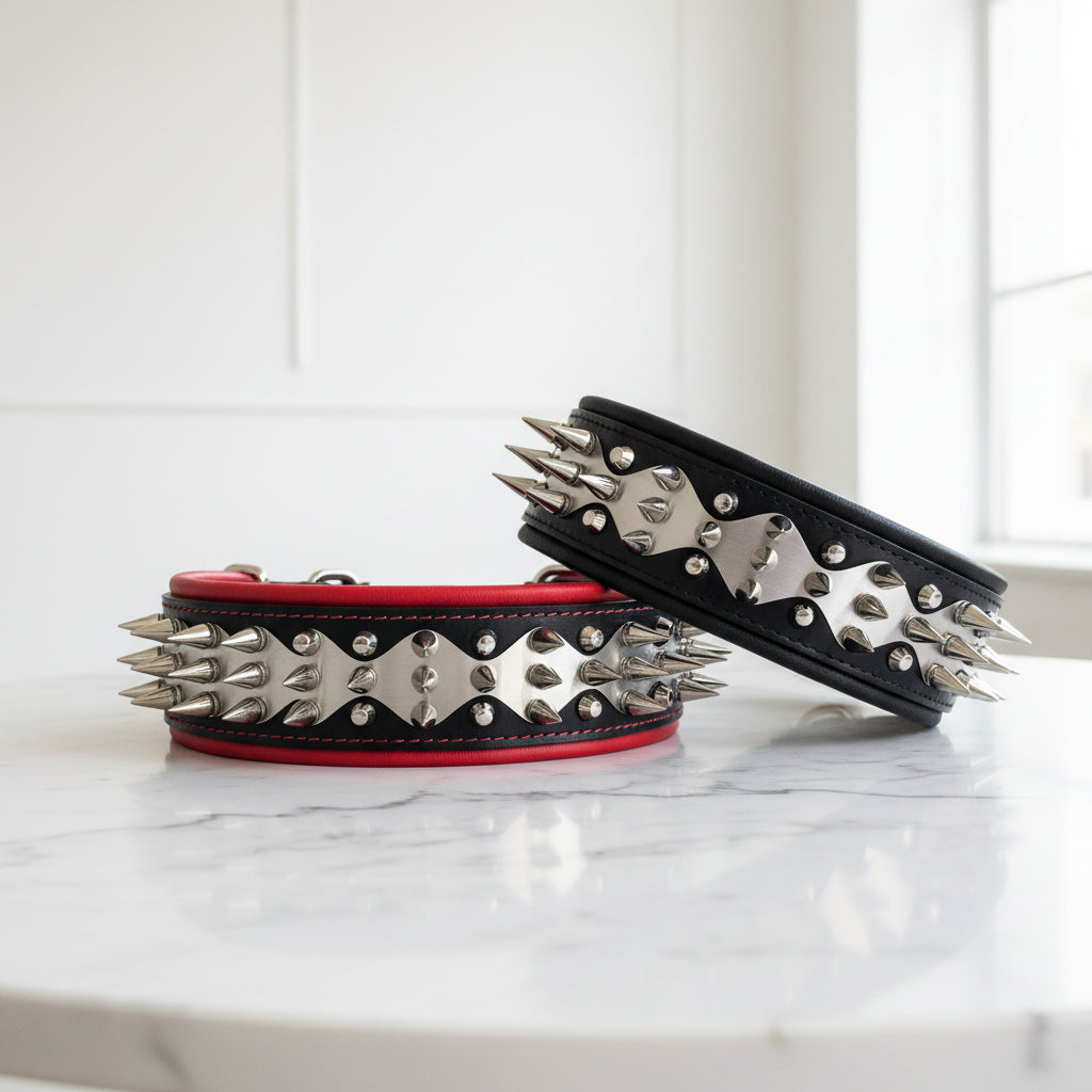 Leather and Steel  Dog Collar | Wide | Bestia Dog Gear