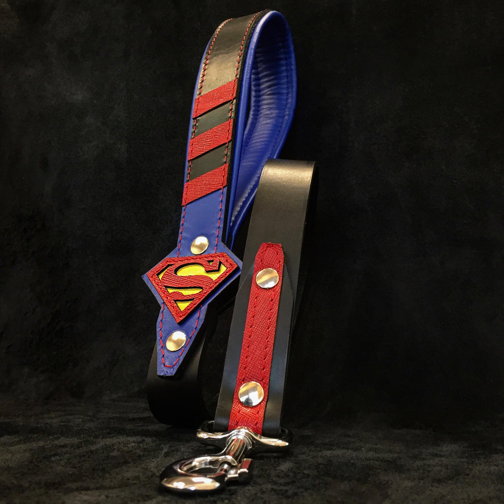 Leather Dog Leash – "Superdog", Superman Inspired | 90 cm