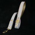 Leather Dog Leash – "Maximus", White & Gold | 90 cm